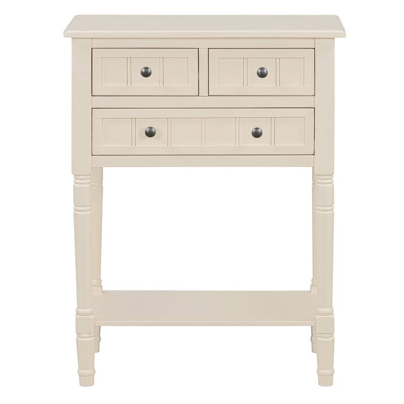 23.7" Classic Console Table with Three Storage Drawers and Bottom Shelf