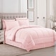 preview thumbnail 46 of 58, Soft Dobby 8-piece Striped Down Alternative Bed-in-a-Bag Set w/ Sheets Pale Pink - Queen