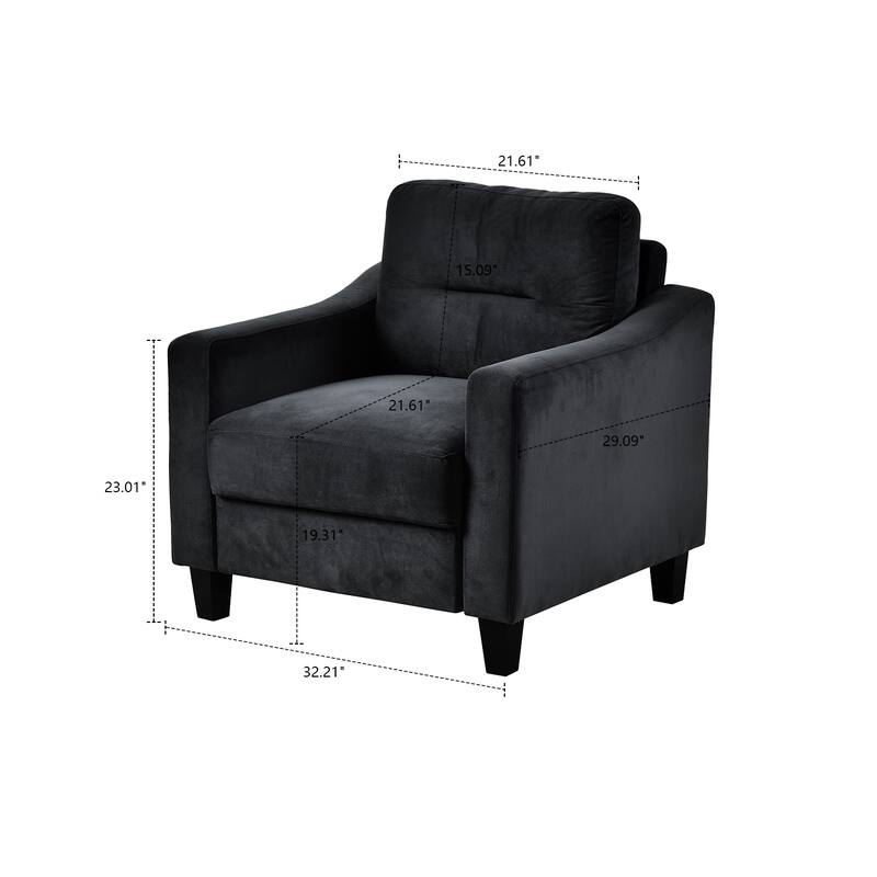 Modern Stylish Velvet Upholstered Accent Armchair