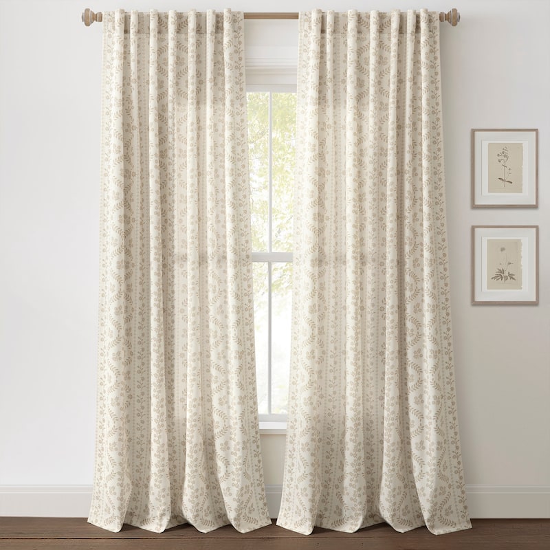 Lush Decor Doreen Delicate Floral Window Curtain Panels - 84" x 52" - Neutral