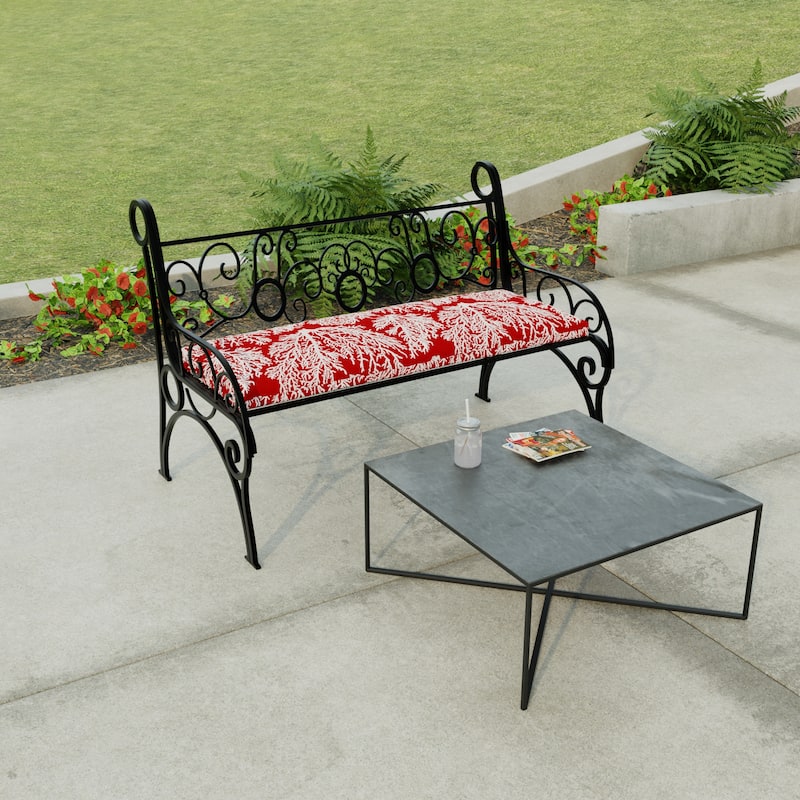 48" x 18" Outdoor Bench Cushion with Ties - 18'' L x 48'' W x 3.5'' H - Seacoral Red
