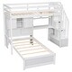 preview thumbnail 13 of 13, Home Kids Twin over Twin Staircase Loft Bed with Built-in Desk and Storage Cabinets