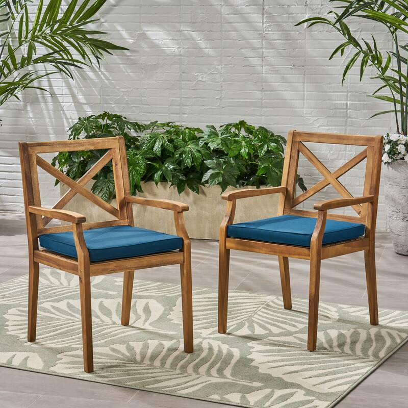 Wooden Dining Chair Set with Cushions for Patio