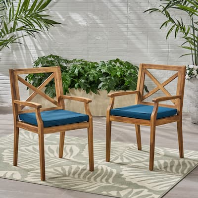 Wooden Dining Chair Set with Cushions for Patio