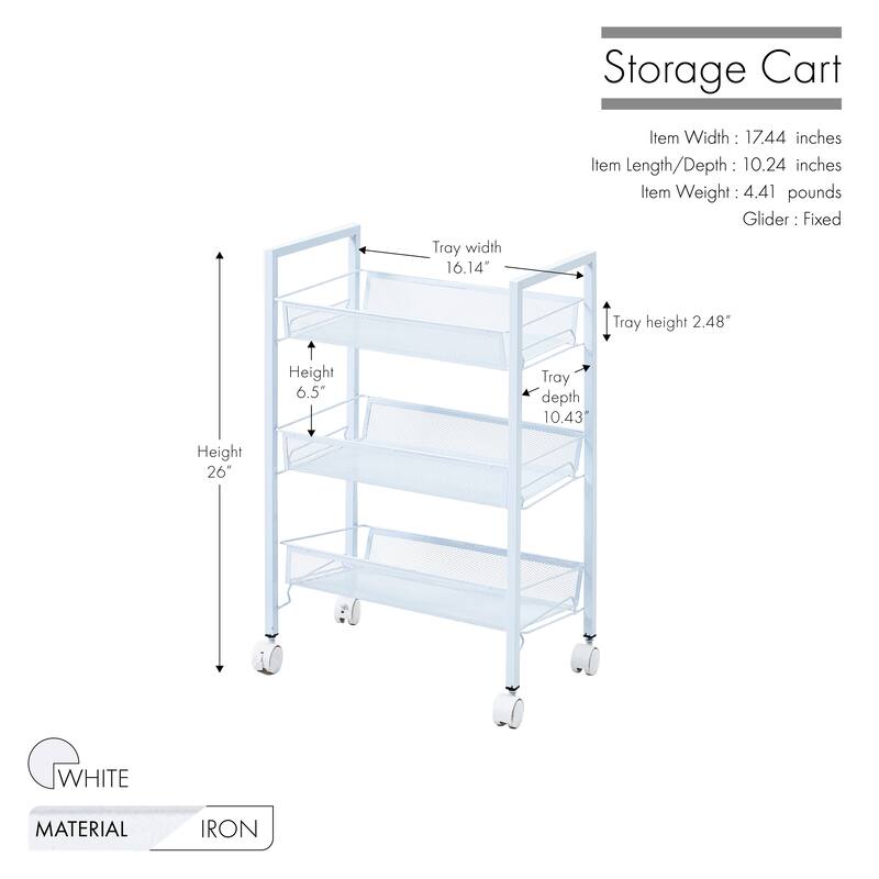 Porthos Home Cason 3-tier Organization And Storage Utility Cart