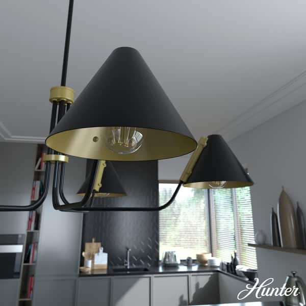 slide 2 of 11, Hunter Grove Isle 5-Light Chandelier, Dining Room, Entry, Mid-Century Modern, Geometric Matte Black