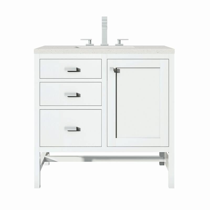 James Martin Vanities E444-V36-3LDL Addison 36" Single Basin Wood - Glossy White