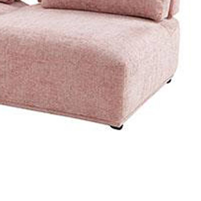 Stavan Modular L Sectional Sofa Set, Pink Boucle, Adjustable Backs