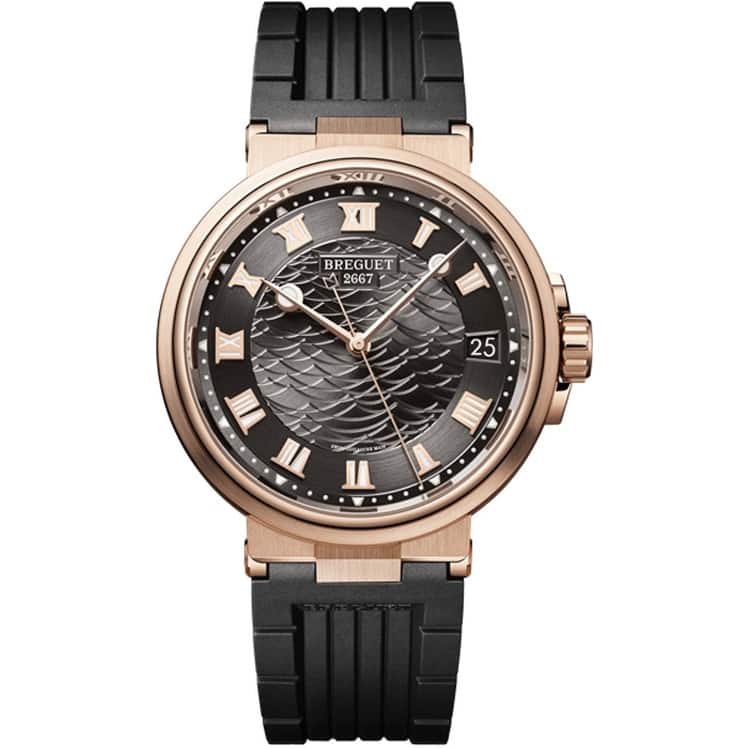 Breguet Marine Automatic Men's Watch - BLACK RUBBER, GREY Dial