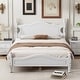 preview thumbnail 1 of 11, Full Size Wood Platform Bed Frame with Slat Support, Retro Design with Sturdy Wooden Construction White