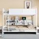 preview thumbnail 10 of 16, Full XL over Queen Bunk Bed with Storage Cabinets and USB Ports, Antique Wood Color White