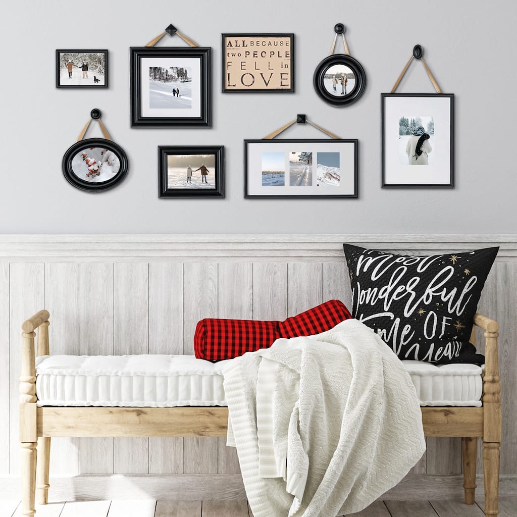 HELLO LAURA 8 Piece Black Gallery Family Wall Picture Frame Set