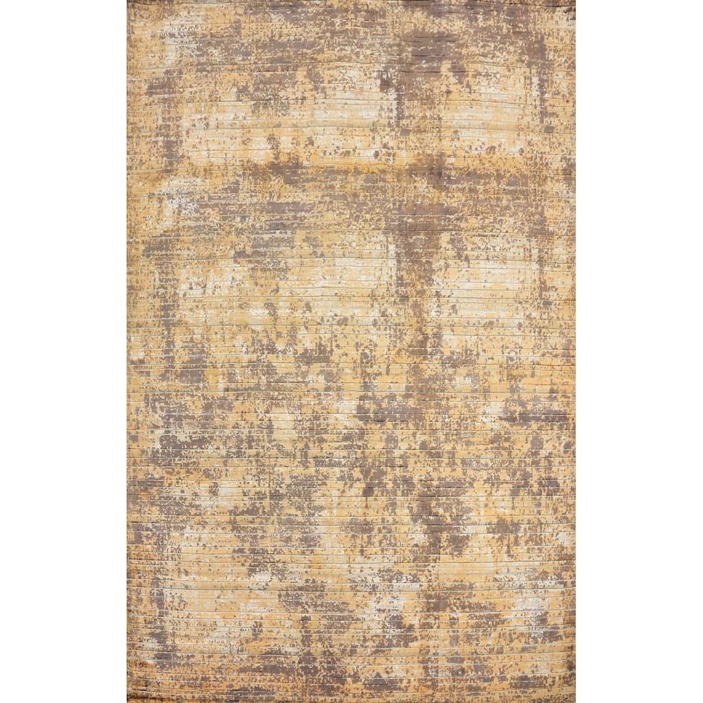 Hand Knotted Oriental Viscose Silk Carpet Modern All-Over Oranges & Rust Abstract Area Rug - 7' 10'' X 5' 10''