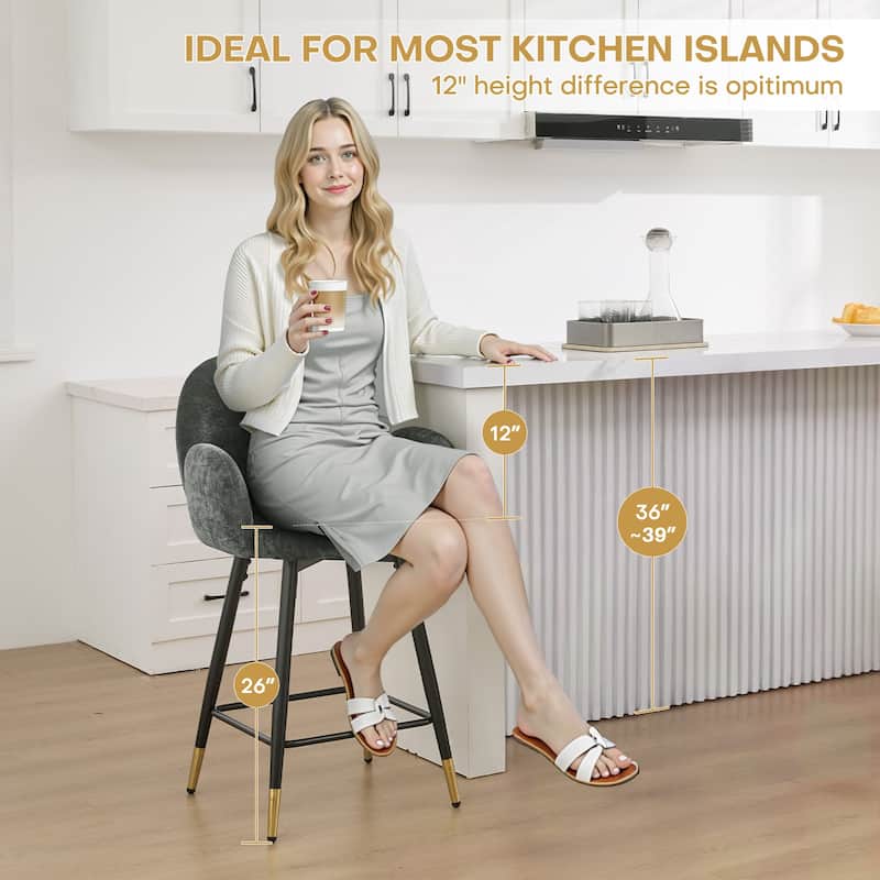 Upholstered Swivel Counter Stools with Arms Set of 2 - 38.6"H * 22.83"W * 22.83"D