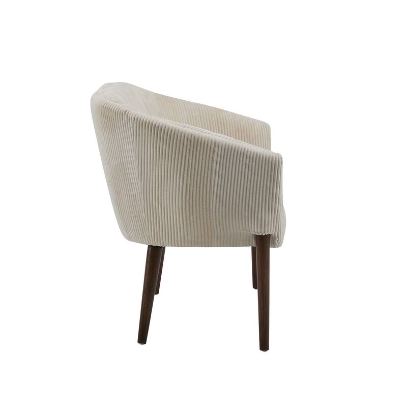 Roomfitters Corduroy Loveseat Sofa with Recessed Arms, Mid-Century Upholstered 2-Seater Couch, Beige + Walnut