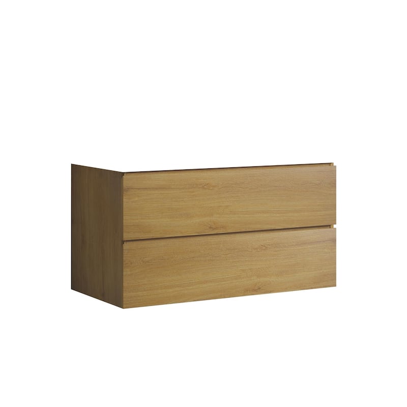 Wall mount cabinet WITHOUT basin, Natural oak color, with two drawers