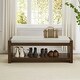 preview thumbnail 1 of 13, 47" Accent Bench with Lower Shelf Shoe Rack, Padded Seating Bench, Bed End Bench with Storage, Removable Cushion Beige
