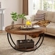 preview thumbnail 13 of 43, 31.7" Round Coffee Table, Rustic 2-Tier Center Table with Storage Open Shelves