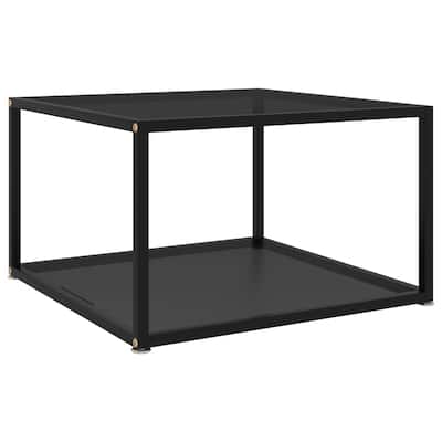 vidaXL Coffee Table Black 23.6"x23.6"x13.8" Tempered Glass - 23.6" x 23.6" x 13.8"