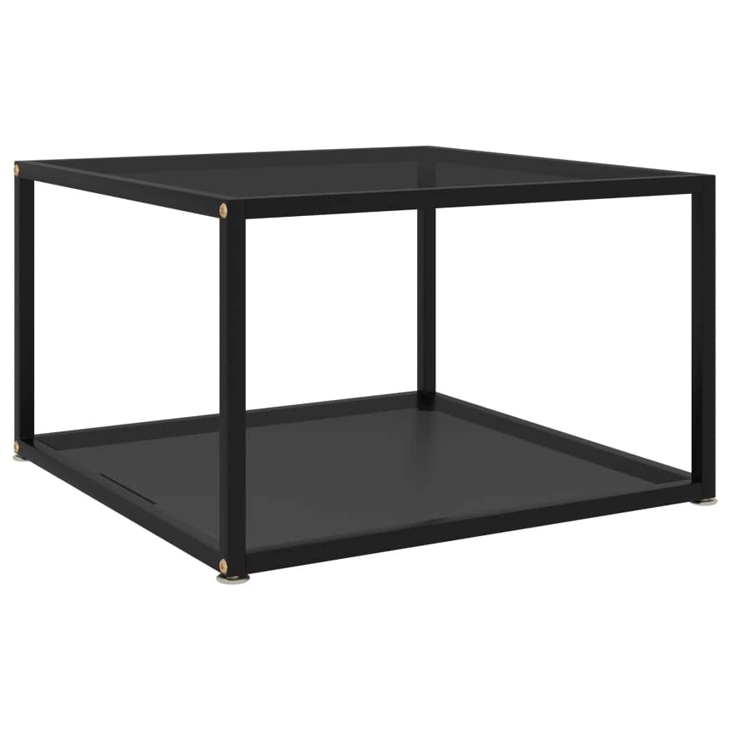 vidaXL Coffee Table Black 23.6"x23.6"x13.8" Tempered Glass - 23.6" x 23.6" x 13.8"