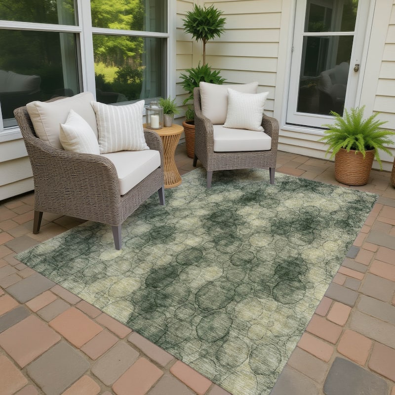 Machine Washable Indoor/ Outdoor Modern Aby Chantille Rug - Basil - 9' x 12'