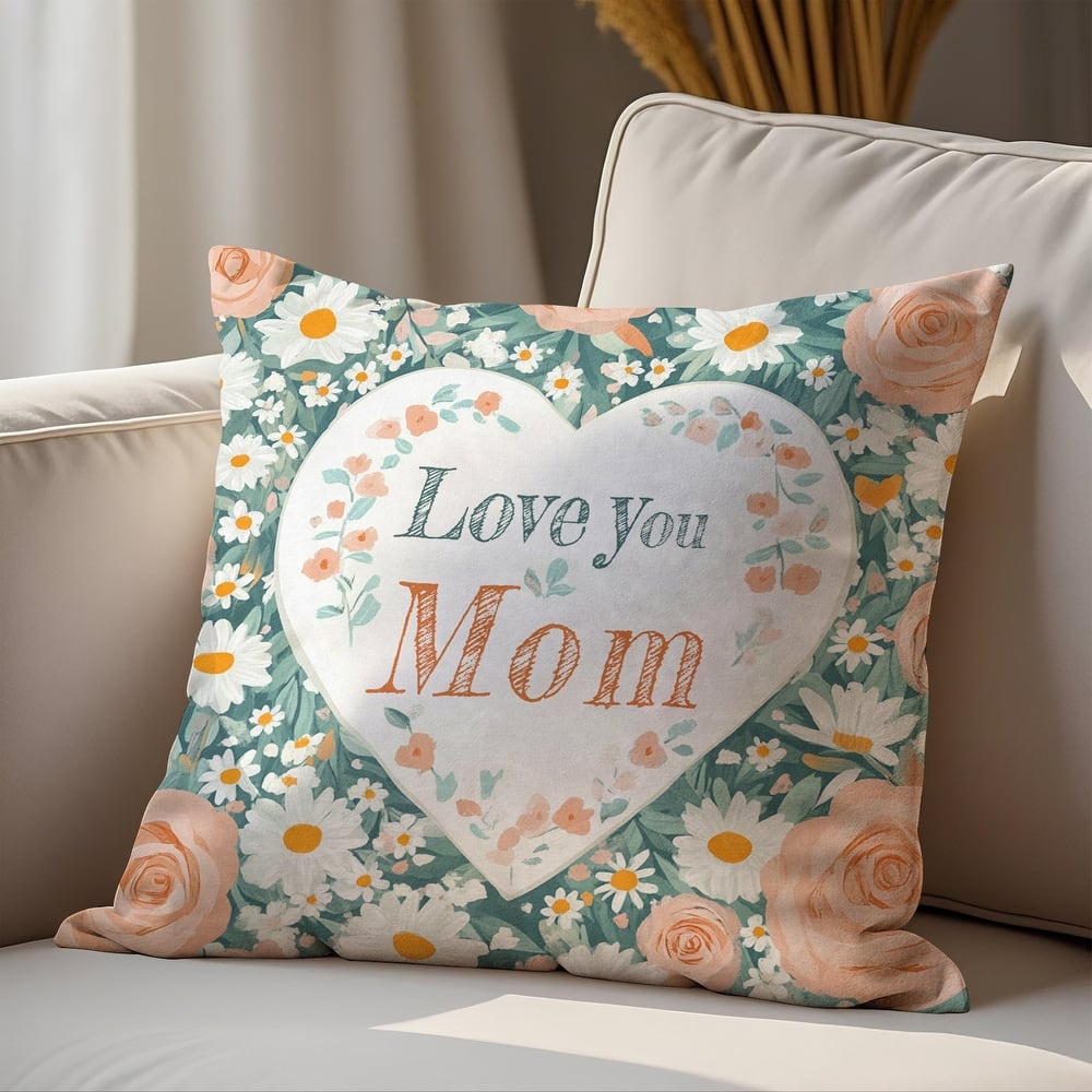 Mother's Day Pillow Cover,Floral Decorative Pillow Cover Cushion Case,Mother's Birthday Gift Idea, Pillowcase for Mom,