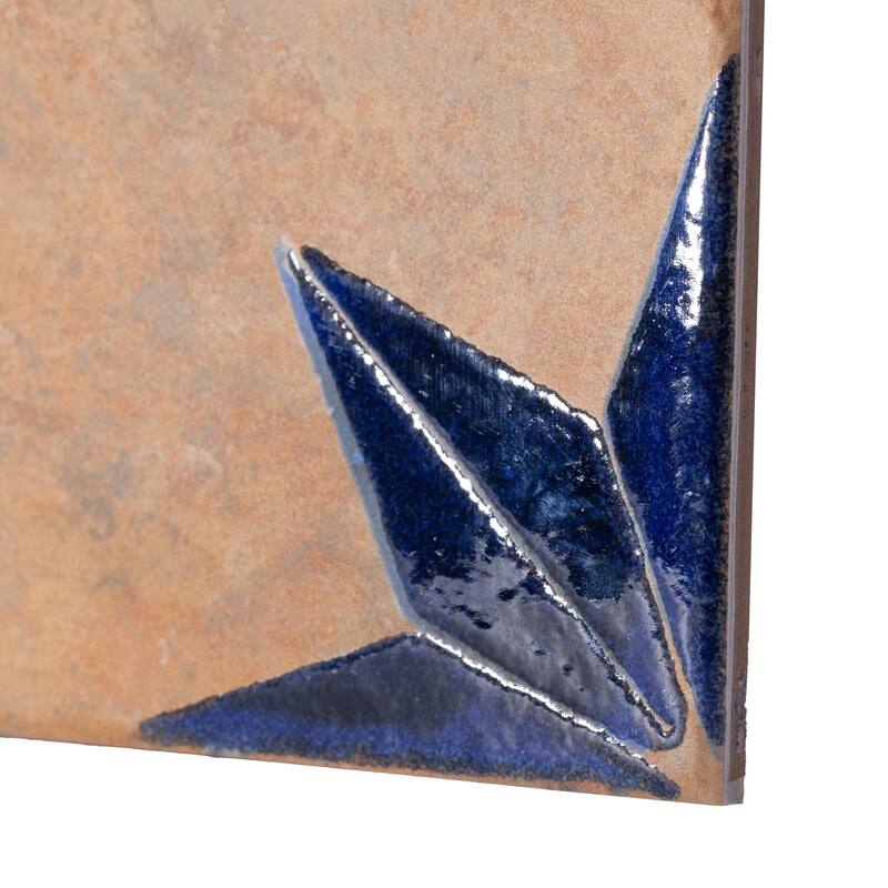 Merola Tile Kings Nonna with Blue Corner Star 17-7/8" x 17-7/8" Porcelain Floor and Wall Tile