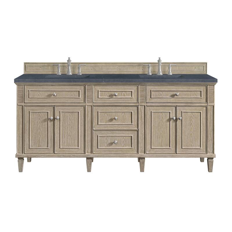 James Martin Vanities 424-V72-3CSP Lorelai 72" Double Basin Wood - Whitewashed Oak - Oak Finish