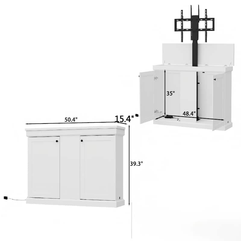 Electric Lift TV Cabinet with Remote Control Fits 50 Inch TVs Modern Media Console