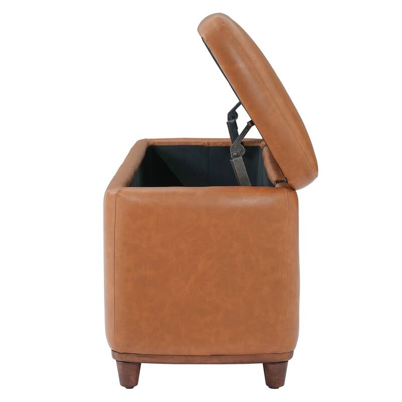 Christopher Knight Home - Modern Aero Upholstered Storage Ottoman Bench with Solid Wood Legs and Lift-Top Storage