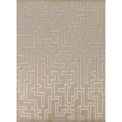 Geometric Nepalese Oriental Area Rug Handmade Wool Carpet Beige - 8'1" x 9'11"