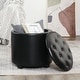preview thumbnail 2 of 49, Adeco Faux Leather Round Storage Ottoman with Tufted