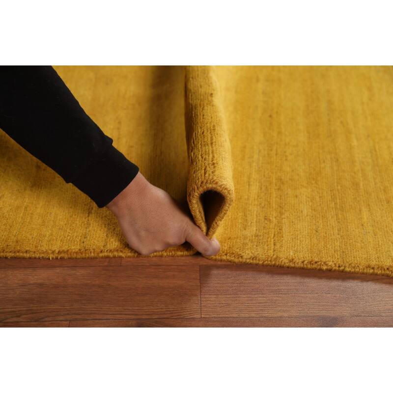 Modern Yellow Gabbeh Oriental Area Rug Tribal Hand-Knotted Wool Carpet - 6'6" x 9'6"