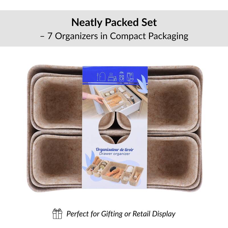 7-Piece Drawer Organizer Set - 10.5 L x 8 W x 2.5 H