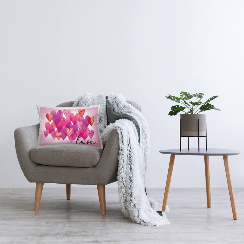 Stupell Love with Layered Hearts Decorative Printed Throw Pillow Design by Nicole DeCamp