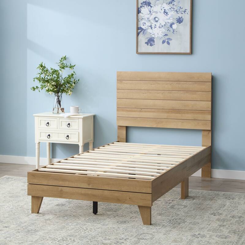Brookside Mabel Shiplap Platform Bed Frame with Headboard