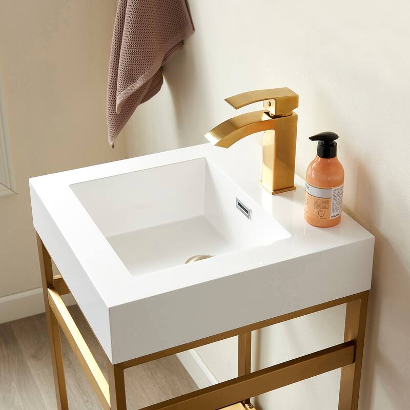 Ablitas 18" Single Vanity in Metal with Stone Sink Top