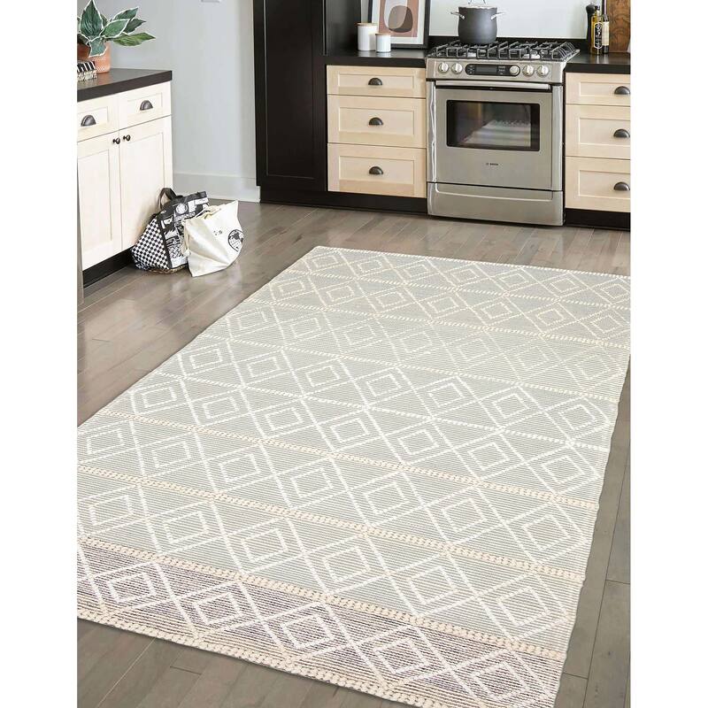 ECARPETGALLERY Braid weave Sienna Green Wool Rug - 5'0 x 8'2