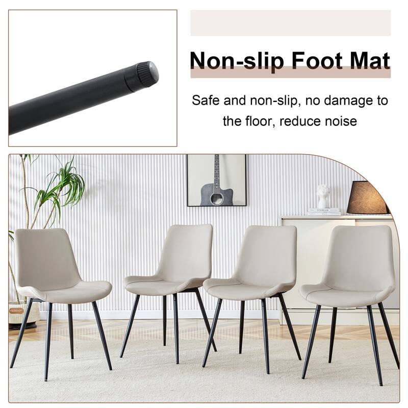 7-Piece Set, 59-71" Extendable Dining Table with PU Upholstered Dining Chairs