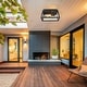 preview thumbnail 2 of 21, 2-Light Black Outdoor Farmhouse Flush Mount Ceiling Light
