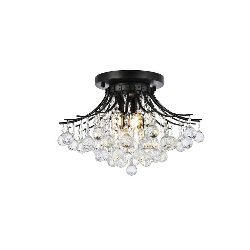 Fleur Illumination 6-light 19-inch Flush-Mount Chandelier - 19 Inch - Black/Royal Cut Crystals
