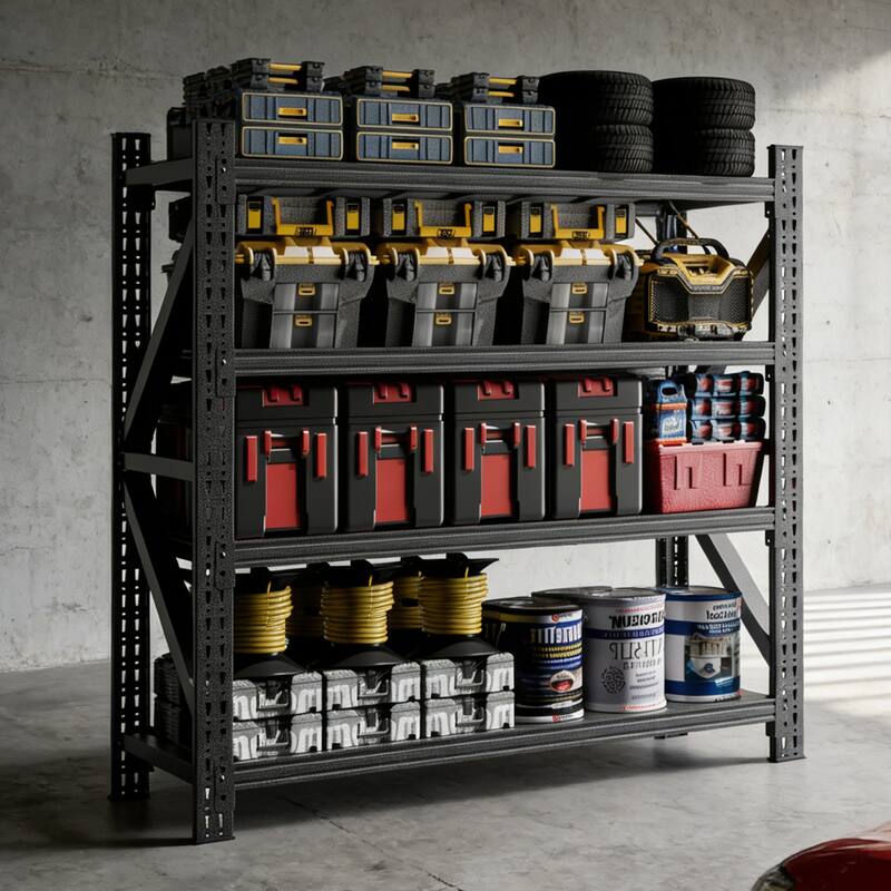 4000 lbs Heavy Duty Garage Shelving, 4-Shelf Adjustable Metal Storage Unit 4000LBS Capacity Industrial Shelving for Warehouse