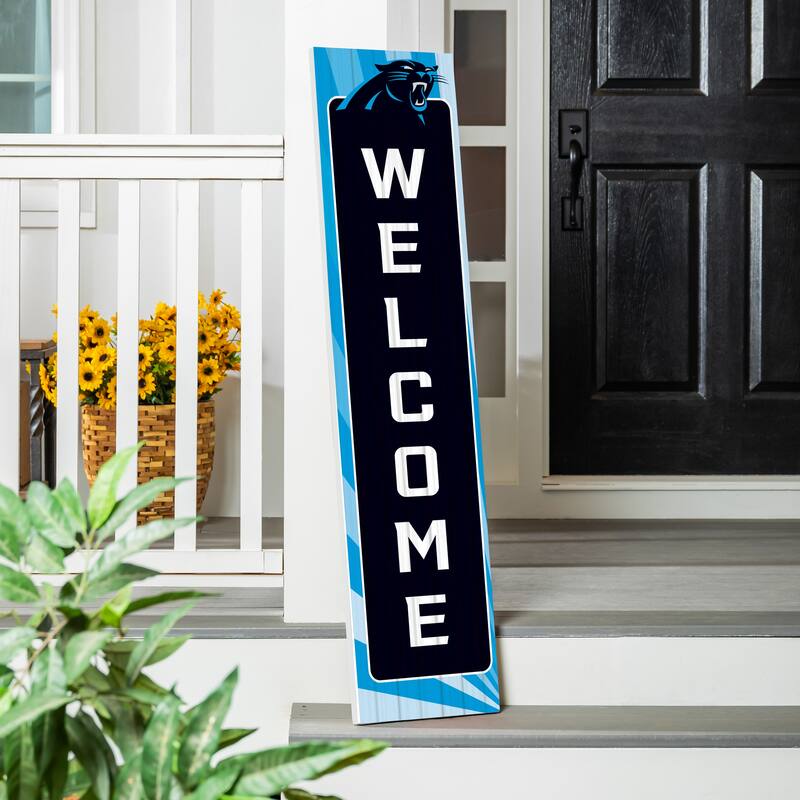 47" Porch Leaner Welcome Wall Sign, Carolina Panthers - Black