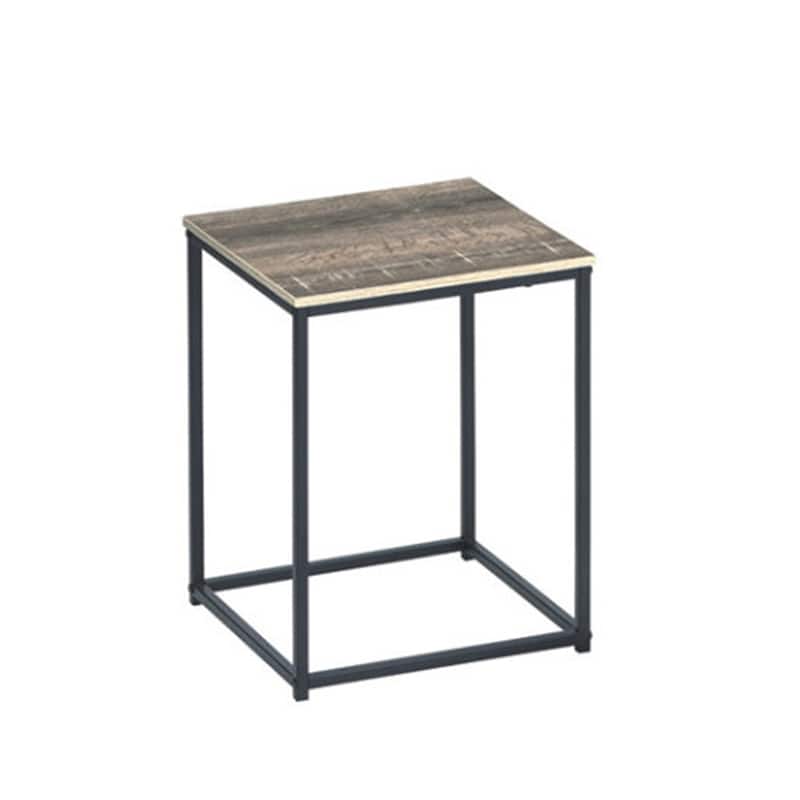 Wooden Table Set with Sturdy Metal Base, Set of Three, Gray and Brown - 16.13 H x 31.5 W x 31.5 L Inches