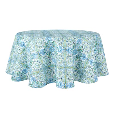 Fiesta Greencove Indoor/Outdoor Tablecloth 2-Pack Set, Green/Blue, 70" Round - 70RD