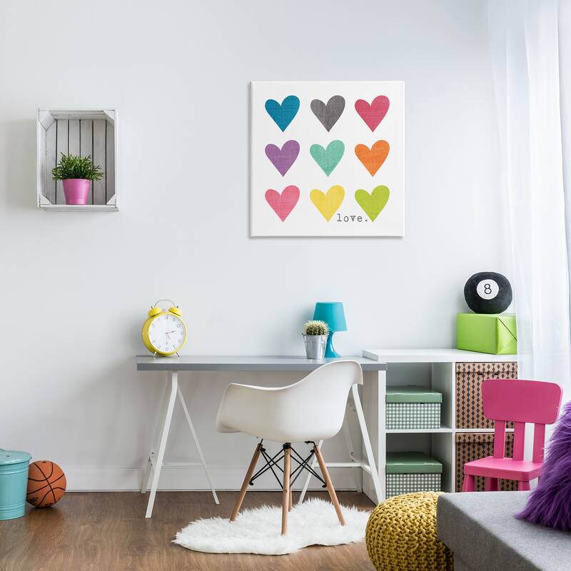 Stupell Watercolor Cute Hearts Love Stretched Canvas Wall Art, 17 x 1.5 x 17, Made in USA - Multi-color