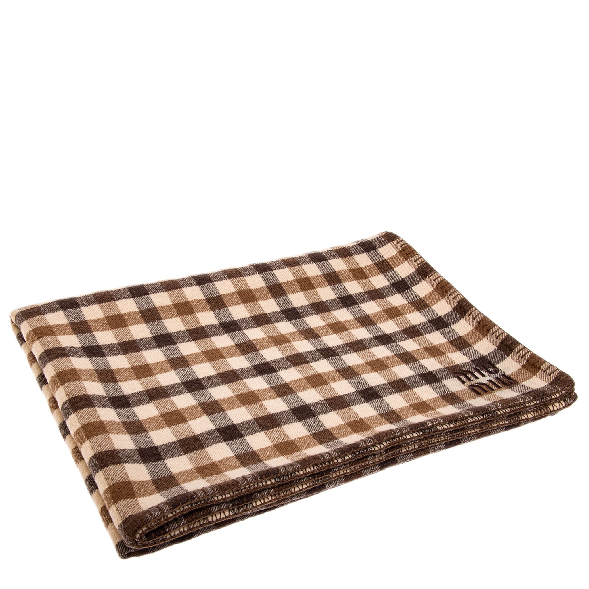 Miu Miu Plaid Wool Throw Blanket - 74 x 55 in