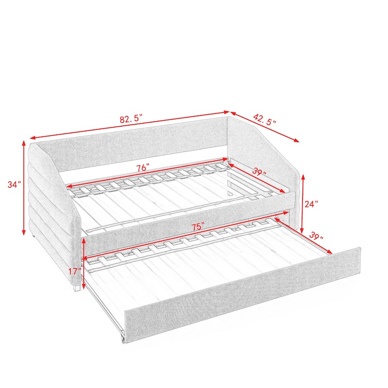 Twin Size Daybed with Trundle Upholstered Tufted Sofa Bed