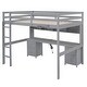 preview thumbnail 11 of 15, Full Size Loft Bed with Desk and 4 Drawers, Wood Guardrail Bed with Bedside Tray Multiple Storage Design, Charging Station