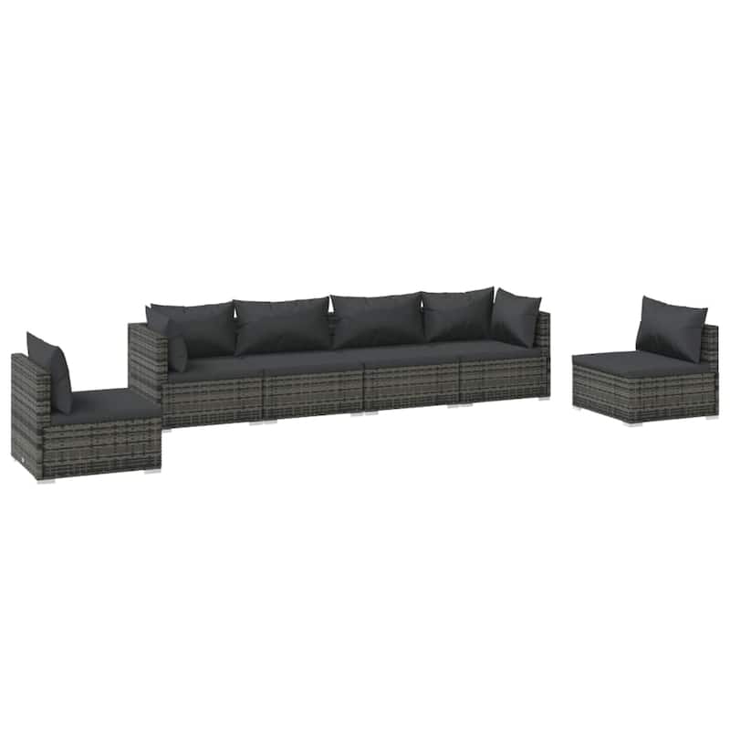vidaXL Patio Lounge Set Outdoor Sectional Sofa Set Table Garden Poly Rattan - 27.6" x 27.6" x 23.8"